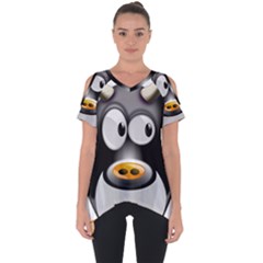 Cow Animal Mammal Cute Tux Cut Out Side Drop Tee