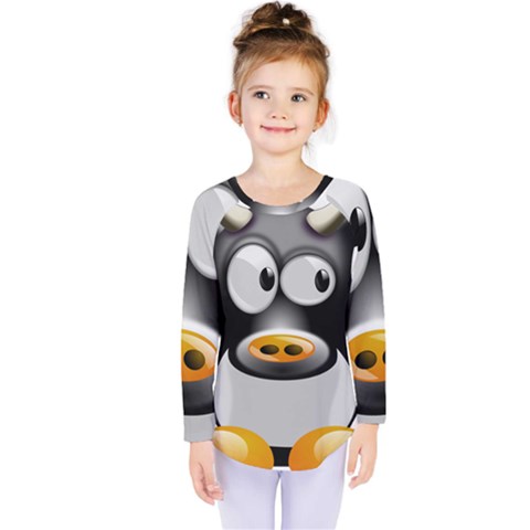 Cow Animal Mammal Cute Tux Kids  Long Sleeve Tee by Simbadda