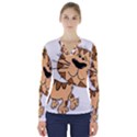 Cats Kittens Animal Cartoon Moving V-Neck Long Sleeve Top View1