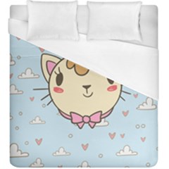 Cat Cloud Heart Texture Kitten Duvet Cover (king Size) by Simbadda