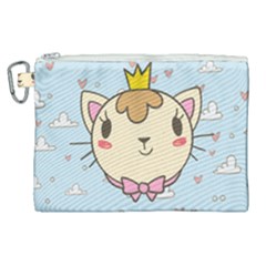 Cat Cloud Heart Texture Kitten Canvas Cosmetic Bag (xl) by Simbadda