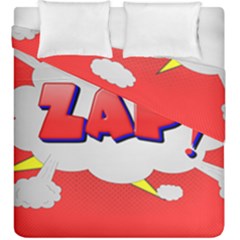 Comic Bubble Popart Cartoon Action Duvet Cover Double Side (king Size) by Simbadda