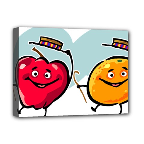 Dancing Fruit Apple Organic Fruit Deluxe Canvas 16  X 12   by Simbadda