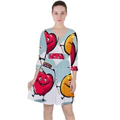 Dancing Fruit Apple Organic Fruit Ruffle Dress by Simbadda