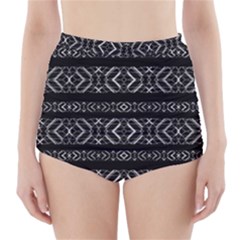 Futuristic Geometric Stripes Pattern High-waisted Bikini Bottoms by dflcprints