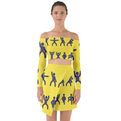 Gymnast Stick Man Man Stick Off Shoulder Top With Skirt Set by Simbadda