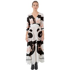 Panda Hug Sorry Cute Cute Bear Button Up Boho Maxi Dress