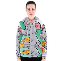 Mouse Cheese Tail Rat Hole Women s Zipper Hoodie by Simbadda