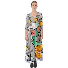 Mouse Cheese Tail Rat Hole Button Up Boho Maxi Dress