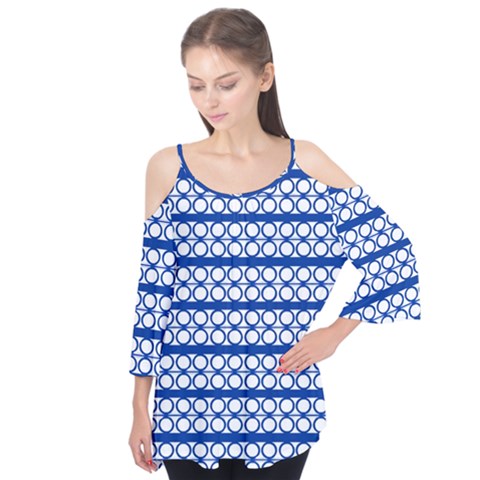 Circles Lines Blue White Pattern  Flutter Tees by BrightVibesDesign