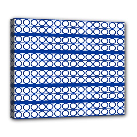 Circles Lines Blue White Pattern  Deluxe Canvas 24  X 20   by BrightVibesDesign