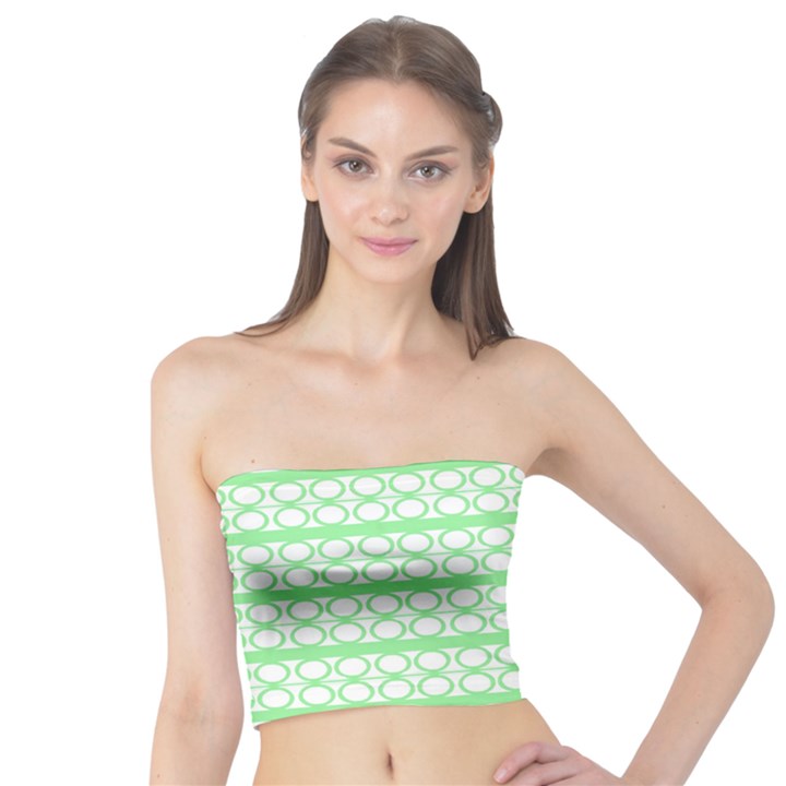 Circles Lines Green White Pattern Tube Top