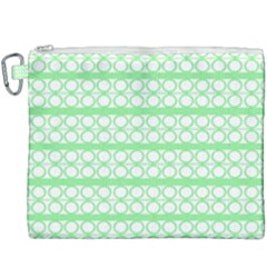 Circles Lines Green White Pattern Canvas Cosmetic Bag (xxxl) by BrightVibesDesign