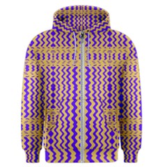 Purple Yellow Wavey Lines Men s Zipper Hoodie by BrightVibesDesign