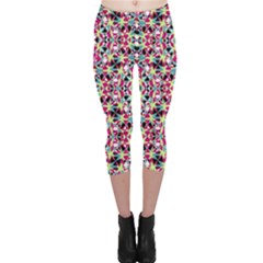 Multicolored Abstract Geometric Pattern Capri Leggings  by dflcprints