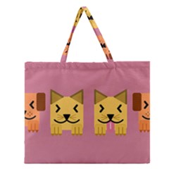 Pet Animal Feline Domestic Animals Zipper Large Tote Bag by Simbadda