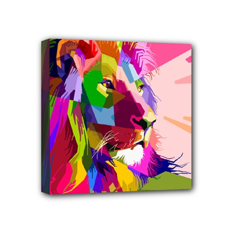 Animal Colorful Decoration Lion Mini Canvas 4  X 4  by Simbadda