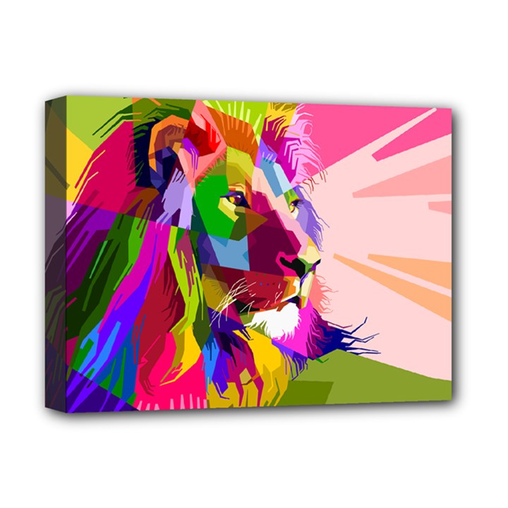 Animal Colorful Decoration Lion Deluxe Canvas 16  x 12  