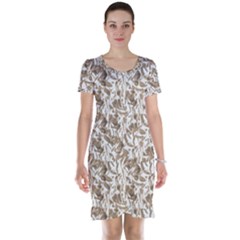 Leaves Texture Pattern Short Sleeve Nightdress by dflcprints