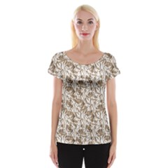 Leaves Texture Pattern Cap Sleeve Tops by dflcprints