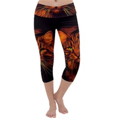 Cat Digiart Artistically Cute Capri Yoga Leggings by Simbadda