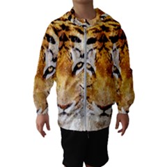 Tiger Watercolor Colorful Animal Hooded Windbreaker (kids) by Simbadda