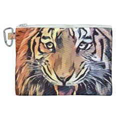 Tiger Animal Teeth Nature Design Canvas Cosmetic Bag (xl) by Simbadda