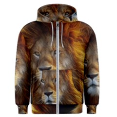 Fractalius Big Cat Animal Men s Zipper Hoodie by Simbadda