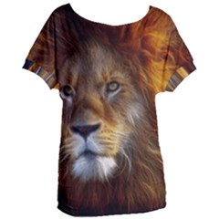 Fractalius Big Cat Animal Women s Oversized Tee by Simbadda