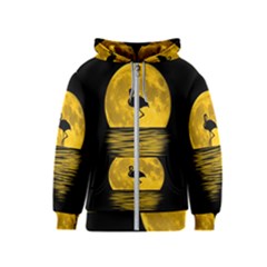 Moon Reflection Flamenco Animal Kids  Zipper Hoodie