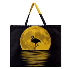 Moon Reflection Flamenco Animal Zipper Large Tote Bag by Simbadda