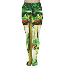 Old Tree And House With An Arch 4 Women s Tights by bestdesignintheworld