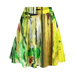 Old Tree And House With An Arch 4 High Waist Skirt by bestdesignintheworld