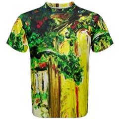 Old Tree And House With An Arch 2 Men s Cotton Tee by bestdesignintheworld