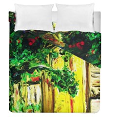 Old Tree And House With An Arch 2 Duvet Cover Double Side (queen Size) by bestdesignintheworld
