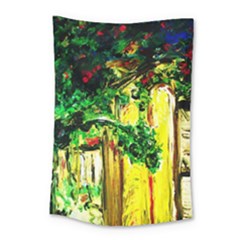 Old Tree And House With An Arch 2 Small Tapestry by bestdesignintheworld