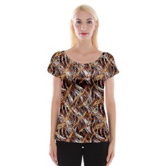 Colorful Wavy Abstract Pattern Cap Sleeve Tops by dflcprints