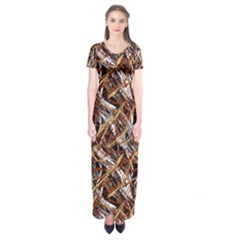 Colorful Wavy Abstract Pattern Short Sleeve Maxi Dress by dflcprints