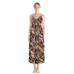 Colorful Wavy Abstract Pattern Button Up Chiffon Maxi Dress by dflcprints