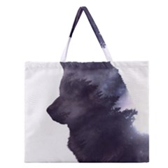 Grey Wolf  Zipper Large Tote Bag by StarvingArtisan