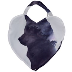 Grey Wolf  Giant Heart Shaped Tote by StarvingArtisan