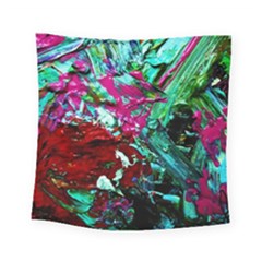 Red Pillow On A Couch 1 Square Tapestry (small) by bestdesignintheworld