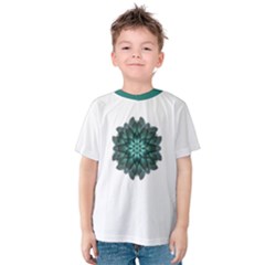 Emerald Dahlia Flower Mandala Kids  Cotton Tee