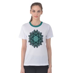 Emerald Dahlia Flower Mandala Women s Cotton Tee