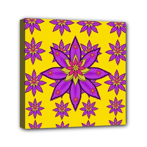 Fantasy Big Flowers In The Happy Jungle Of Love Mini Canvas 6  X 6  by pepitasart