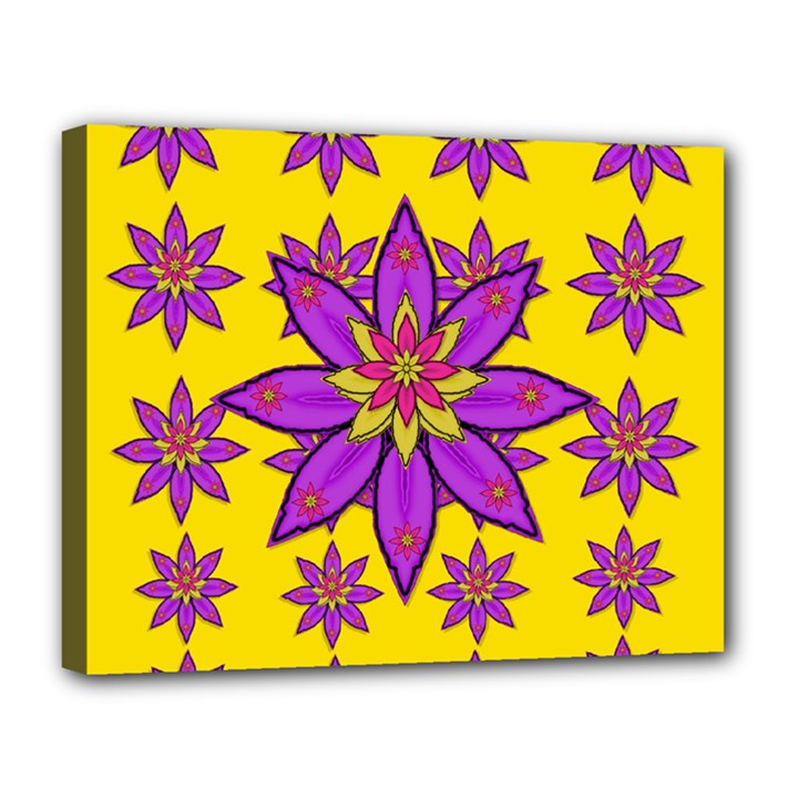 Fantasy Big Flowers In The Happy Jungle Of Love Canvas 14  x 11 