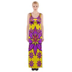 Fantasy Big Flowers In The Happy Jungle Of Love Maxi Thigh Split Dress by pepitasart