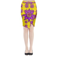 Fantasy Big Flowers In The Happy Jungle Of Love Midi Wrap Pencil Skirt by pepitasart
