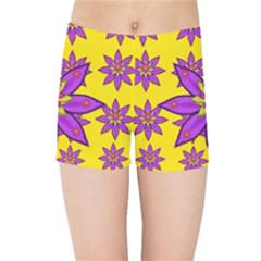 Fantasy Big Flowers In The Happy Jungle Of Love Kids Sports Shorts by pepitasart