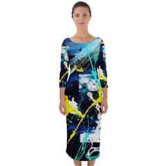 My Brain Reflection 1/2 Quarter Sleeve Midi Bodycon Dress